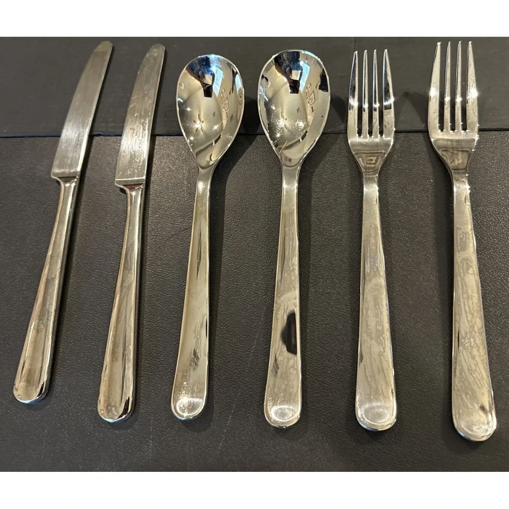 Robert Welch Aaron Dinner Fork Soup Spoon Knife Glossy Mirror Finish 6 Pieces